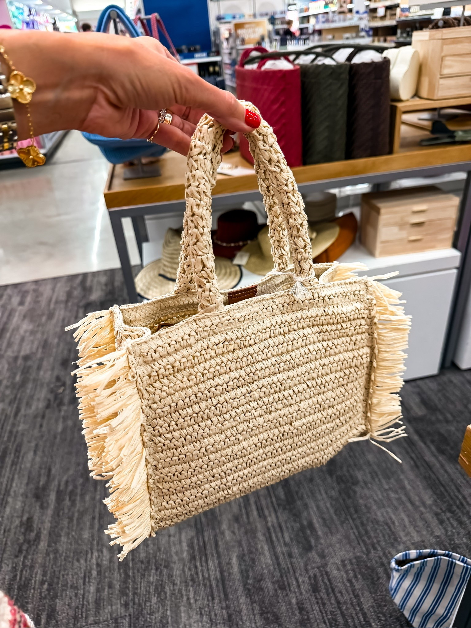This raffia tote is giving designer inspired summer style for a fraction of the price. The woven texture and fringe detail make it the perfect beach bag, vacation carryall, or everyday summer accessory.

raffia tote, woven handbag, beach bag, vacation style, summer accessories, coastal chic, resort wear, straw handbag, designer inspired, summer outfit, travel essentials, affordable fashion, themominstyle

#LTKTravel #LTKSeasonal #LTKmomlife