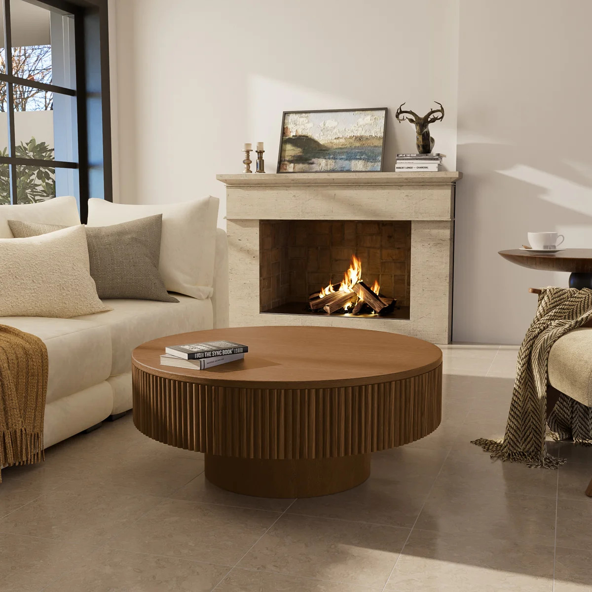 35" & 31" Round Handcrafted Coffee Table \u2013 Solid Wood Fluted Design | Wayfair North America