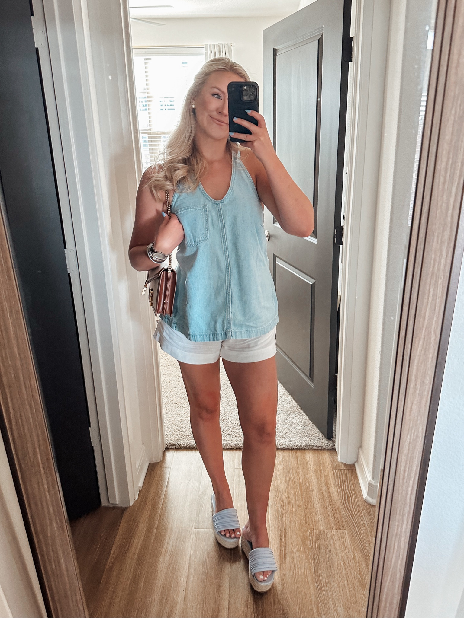 Top - size down if in between sizes 
Shorts - true to size 

Target outfit. Target style. Linen shorts. Summer outfit. Summer style. Halter top. Denim halter  

#LTKSeasonal #LTKFindsUnder50 #LTKStyleTip