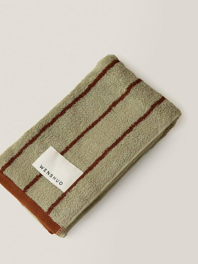 WENSHUO Moss Beacon-Pure Cotton Striped Hand Towel,100% Combed Cotton,Luxury Towel,Super Absorben... | Amazon (US)