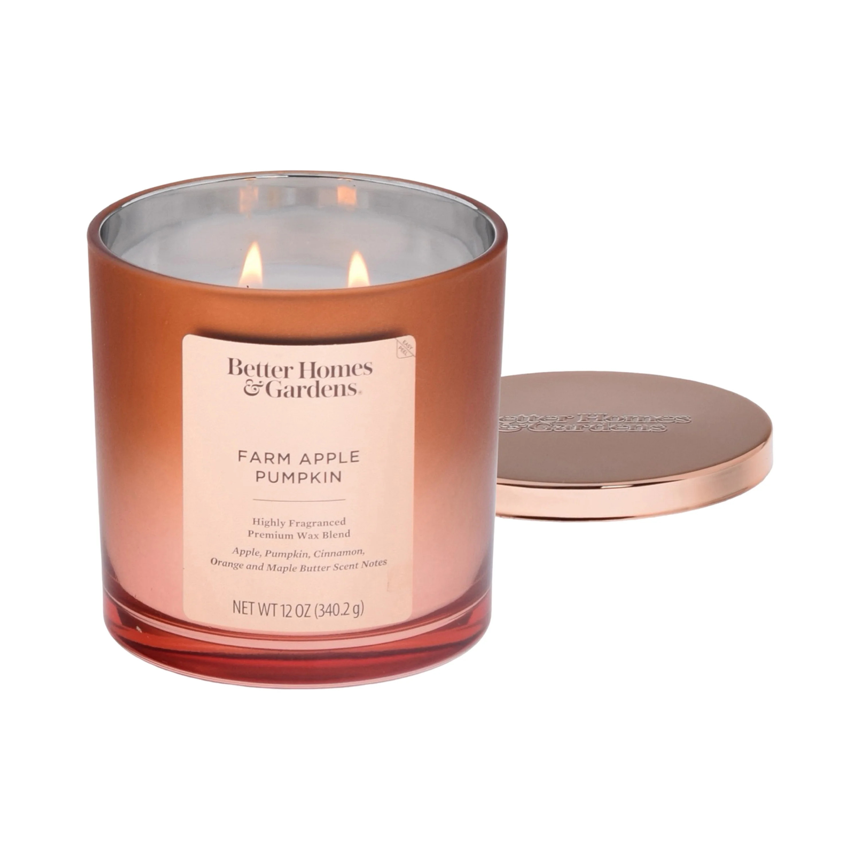 Better Homes & Gardens Farm Apple Pumpkin Scented 2-Wick 12oz Metallic Ombre Jar Candle - Walmart... | Walmart (US)