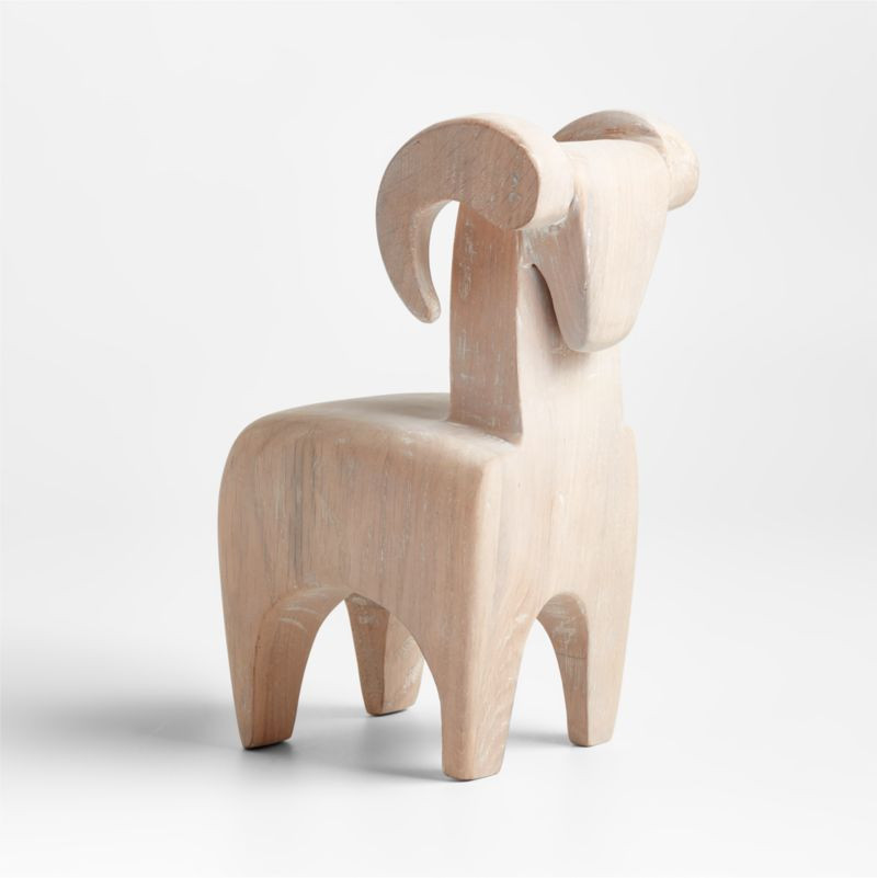 White Wood Ram Sculpture 9.5" + Reviews | Crate & Barrel | Crate & Barrel