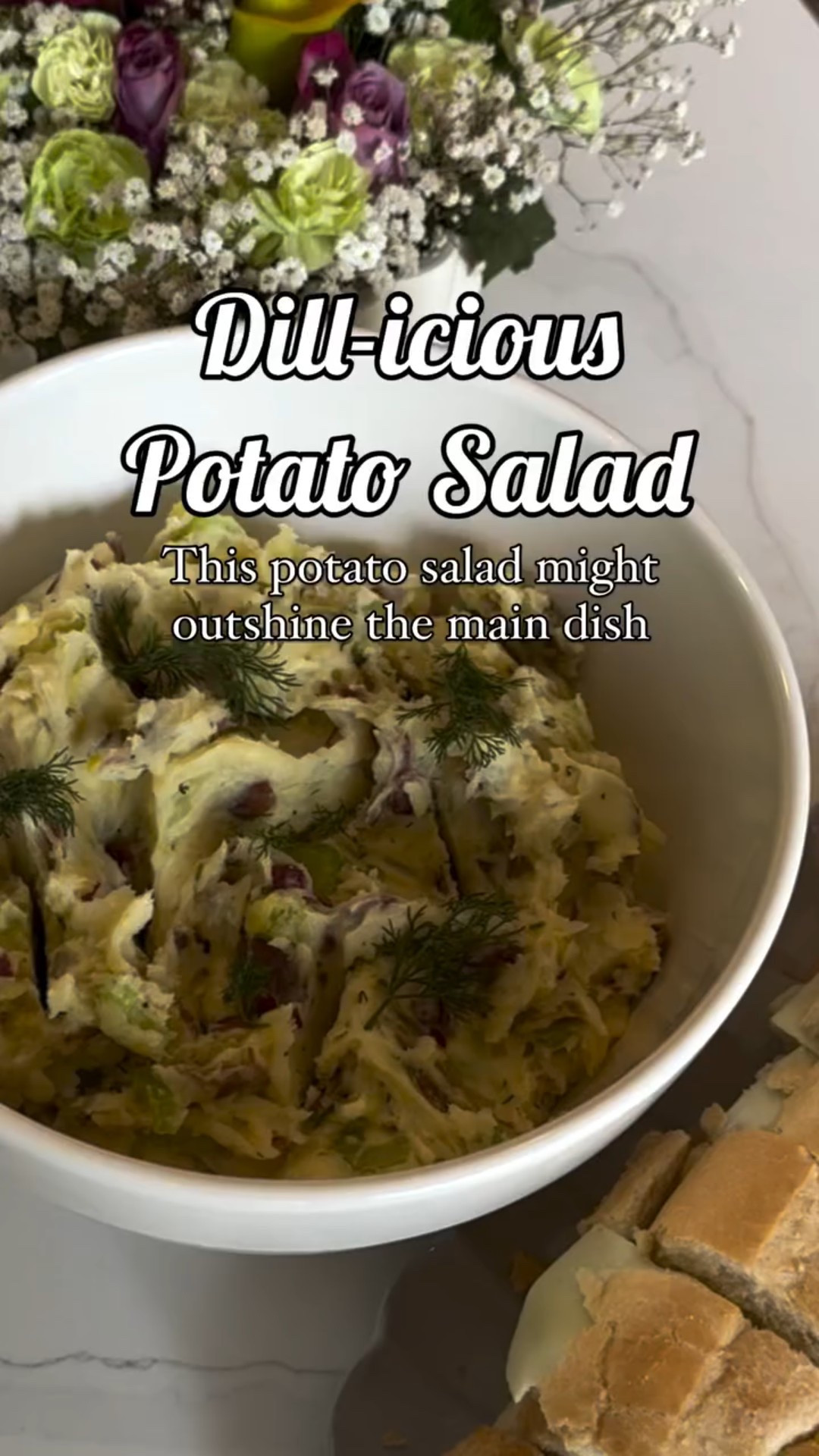 Dill-icious Potato Salad

***Disclaimer: No, this isn’t one of those two-ingredient wonders, but the sound was trending, and my willpower didn’t stand a chance. 😂 

Ingredients:

3 lbs baby yellow and/or red potatoes, halved
1 cup mayonnaise 
1/2 sour cream
1/4 cup mustard
1 tbsp apple cider vinegar
1 small red onion, finely chopped
2–3 stalks celery, finely chopped
1/4 cup chopped fresh dill (plus extra for garnish)
1/4 cup dilled pickles, finely chopped
Salt and pepper to taste

Instructions:
Boil the potatoes: Place halved potatoes in a large pot of salted water. Bring to a boil and cook until fork-tender. Drain and let cool slightly.

Mix all ingredients and gently mix
Garnish with extra fresh dill.
Enjoy! ☺️ 

📍Save this for your next gathering! 

#PotatoSalad #DillPotatoSalad #SummerRecipes #easyrecipes #QuickMeals #kitchenaidmixer 
#FoodReel #easyrecipe #summersalad #HomeCooksOfInstagram #InMyKitchen #FreshAndSimple

#LTKSummerEdit