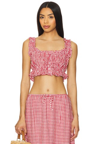 WeWoreWhat Ruffle Button Up Top in Red Multi from Revolve.com | Revolve Clothing (Global)