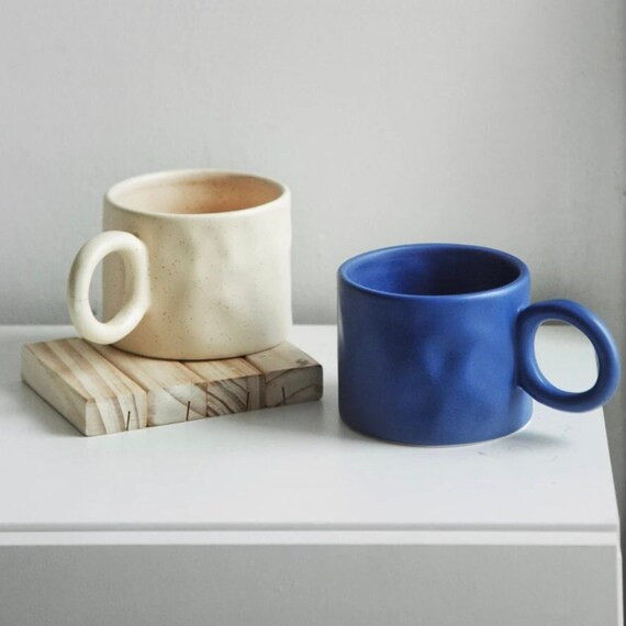 Ceramic Coffee Cup With Round Handle  Ceramic Coffee Cup  | Etsy | Etsy (US)