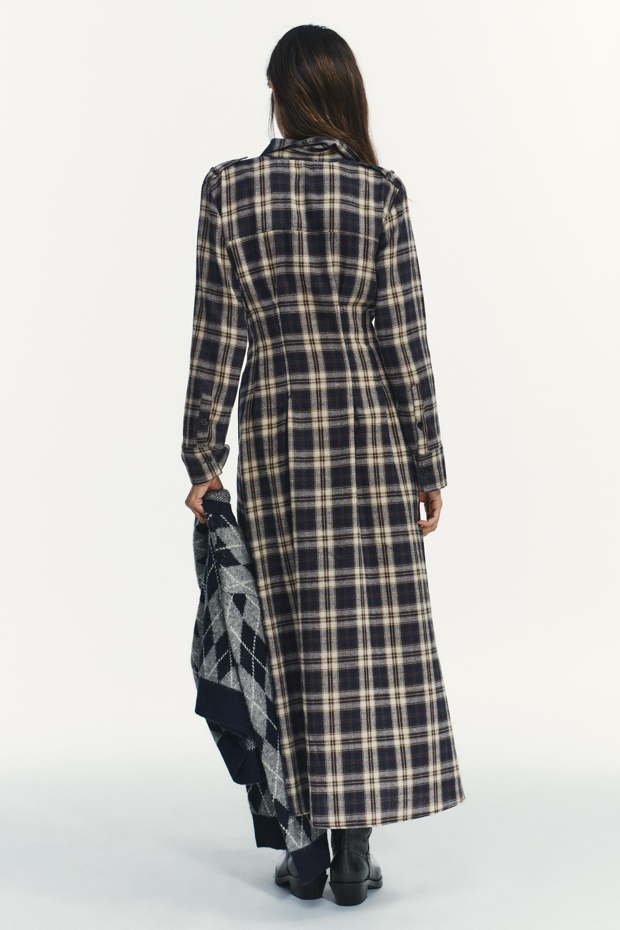 PLAID PLEATED MIDI DRESS | Zara US