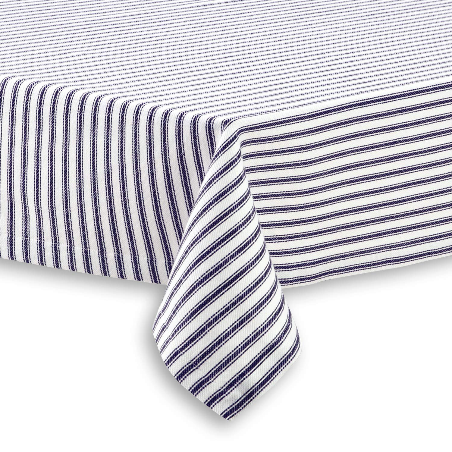 Cackleberry Home Navy Blue and White Ticking Stripe Woven Cotton Fabric Tablecloth, 60 x 102 Rect... | Amazon (US)