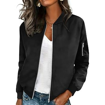HOTOUCH Women Casual Jacket Long Sleeve Zip Up Coat Spring Fall Clothes | Solid Color Casual Jack... | Amazon (US)