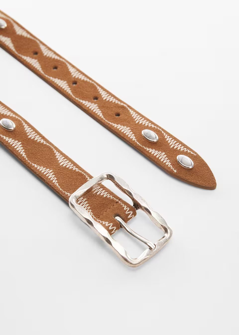 Embroidered leather belt | MANGO (UK)