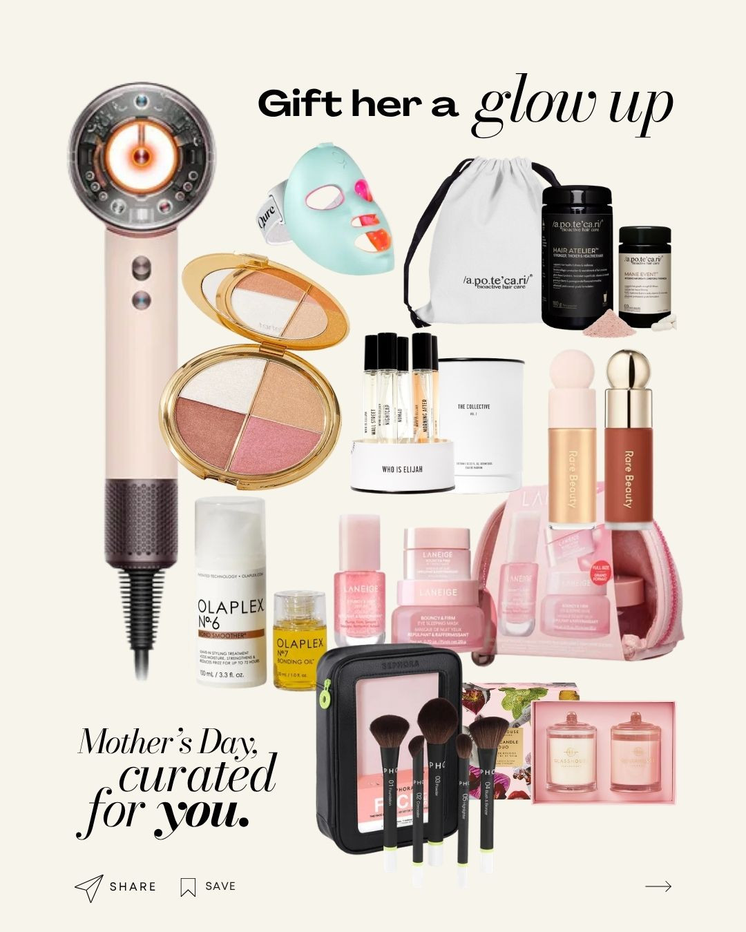 Mothers Day Gift Guide

Gift her a glow up

It's time to treat mum with something special. Here's a stylist curated list of gifts she'll actually love:

Dyson Supersonic Nural
Tarte Glow Highlighting Eye & Cheek Palette
Qure LED Face Mask
Apotecari Power Couple 30 Day Kit
Who Is Elijah The Collective Vol. 2 Atomisers Eau De Parfum Set
Olaplex Endless Shine Smooth Hair Set (Limited Edition)
LANEIGE Bouncy & Firm Mini Skin Treats Set (Holiday Limited Edition)
Sephora Collection Essential Starter Brush Set
Rare Beauty Warm Radiance Mini Blush & Luminizer Duo (Limited Edition)
Glasshouse Fragrances 2x200g Candle Duo - Radiance In Bloom, Velvet Rhapsody


 

 #LTKaustralia #LTKgiftguide #LTKautumn