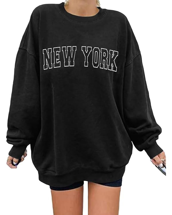 Langwyqu Women's Oversized Sweatshirt Los Angeles California Crewneck Long Sleeve Casual Loose Pu... | Amazon (US)