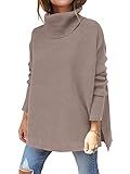 ANRABESS Women's Turtleneck Oversized 2022 Long Batwing Sleeve Spilt Hem Knit Tunic Pullover Swea... | Amazon (US)