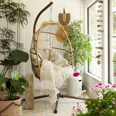 Bohemian vibes with this potable rattan egg chair swing - can be styled inside or outside of your home! @walmart #walmart #walmarthome 

#LTKSpringSale #LTKSeasonal #LTKhome