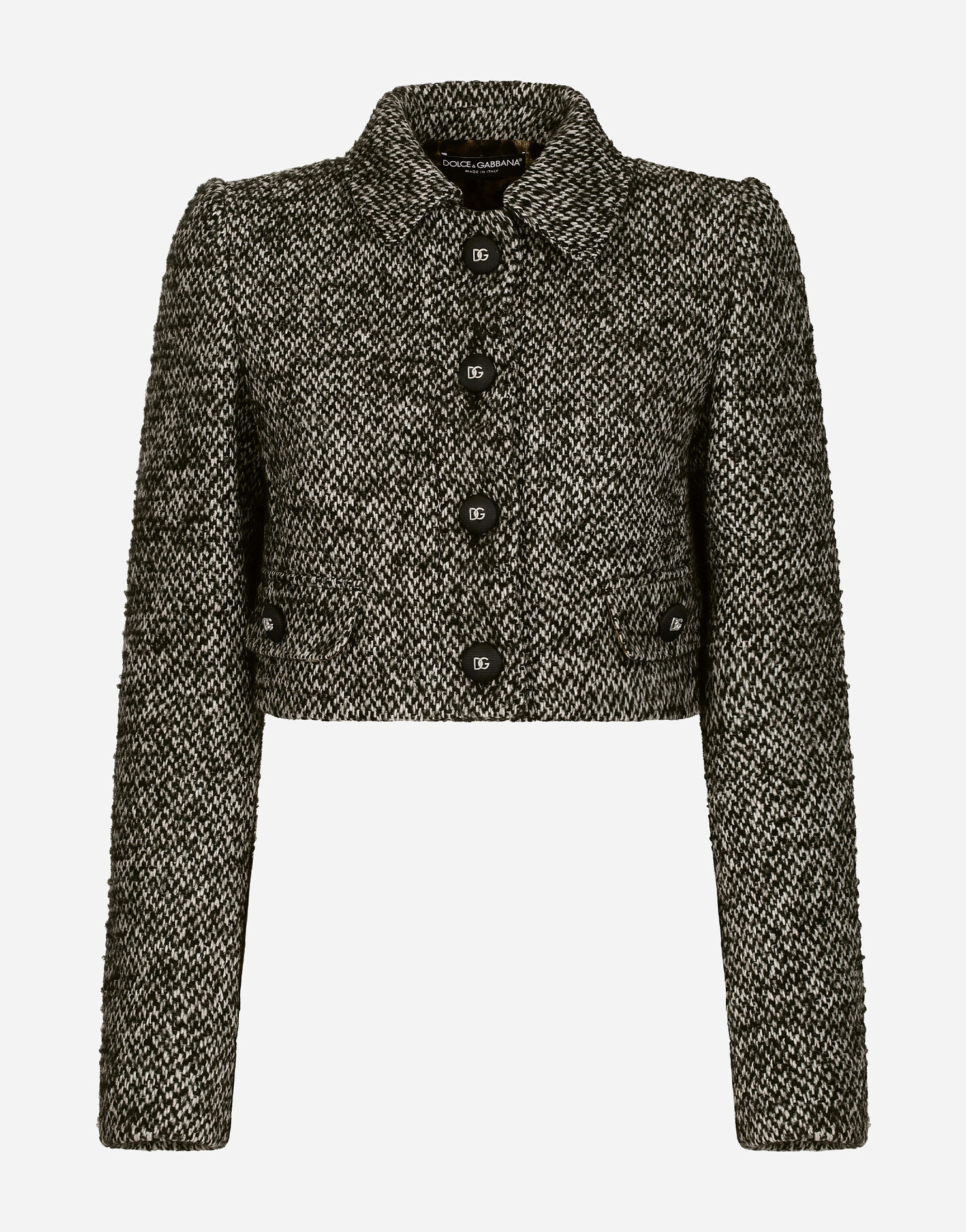 Cropped speckled tweed jacket | Dolce & Gabbana US