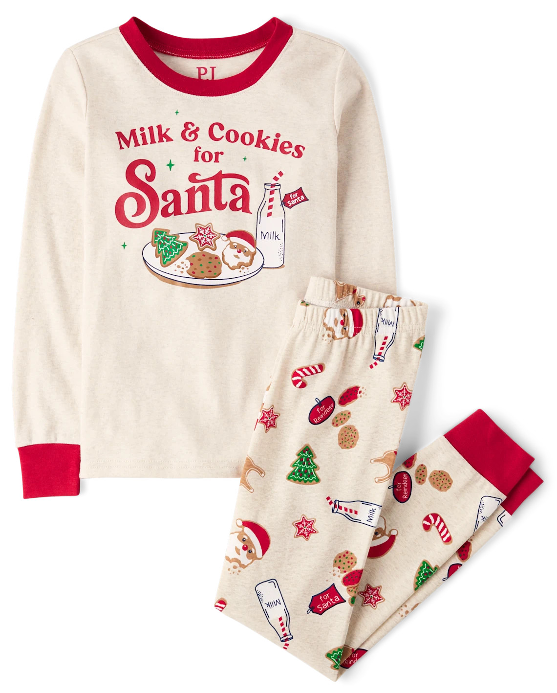 Kids Milk And Cookies Snug Fit Cotton Pajamas - tan | The Children's Place