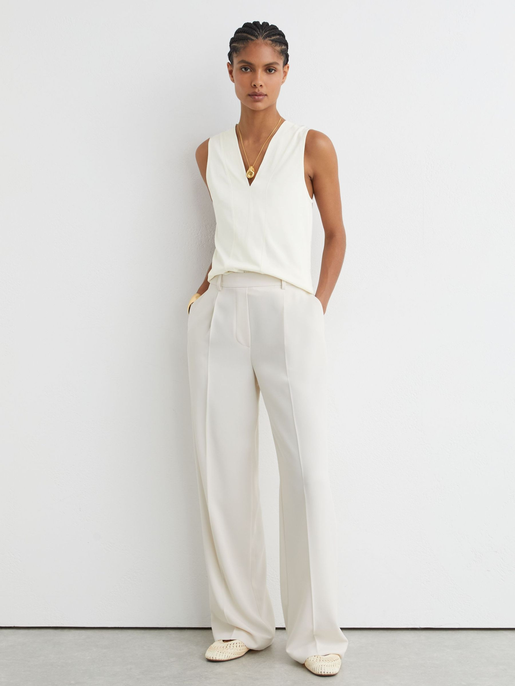 Reiss V-Neck Shell Top in Ivory | REISS | Reiss US