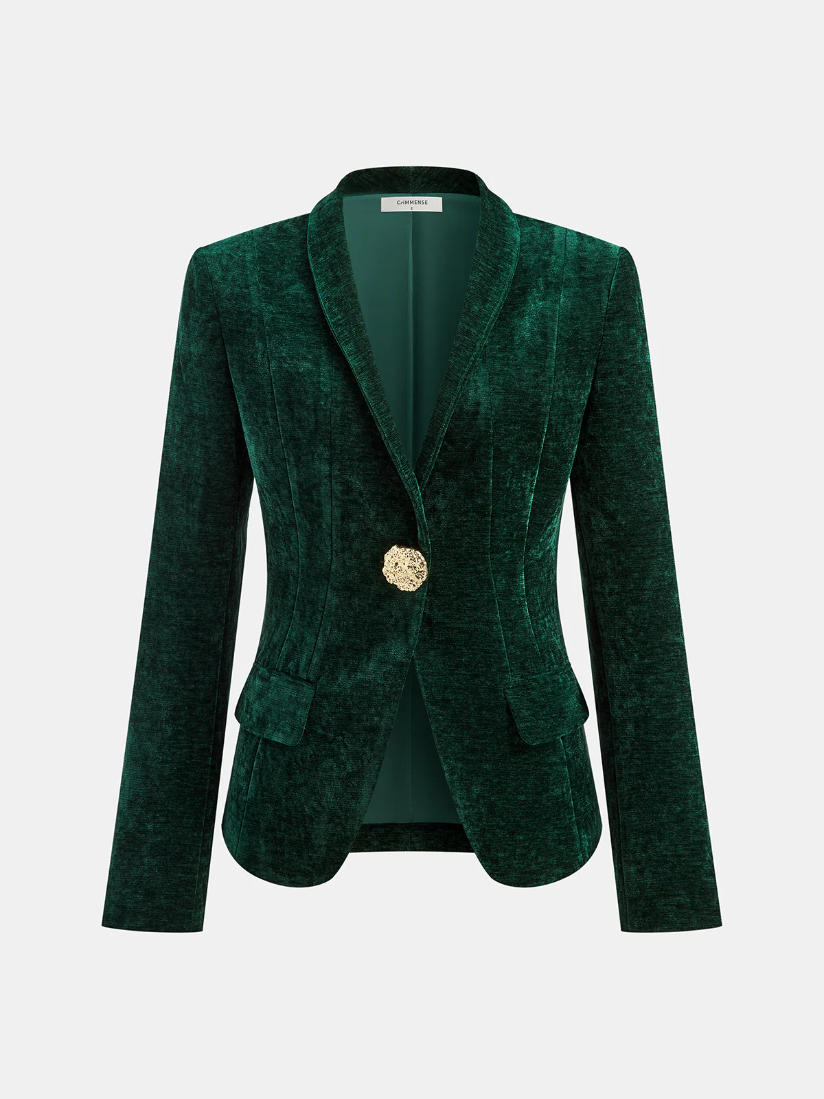 Metal Button Velvet Blazer | Commense