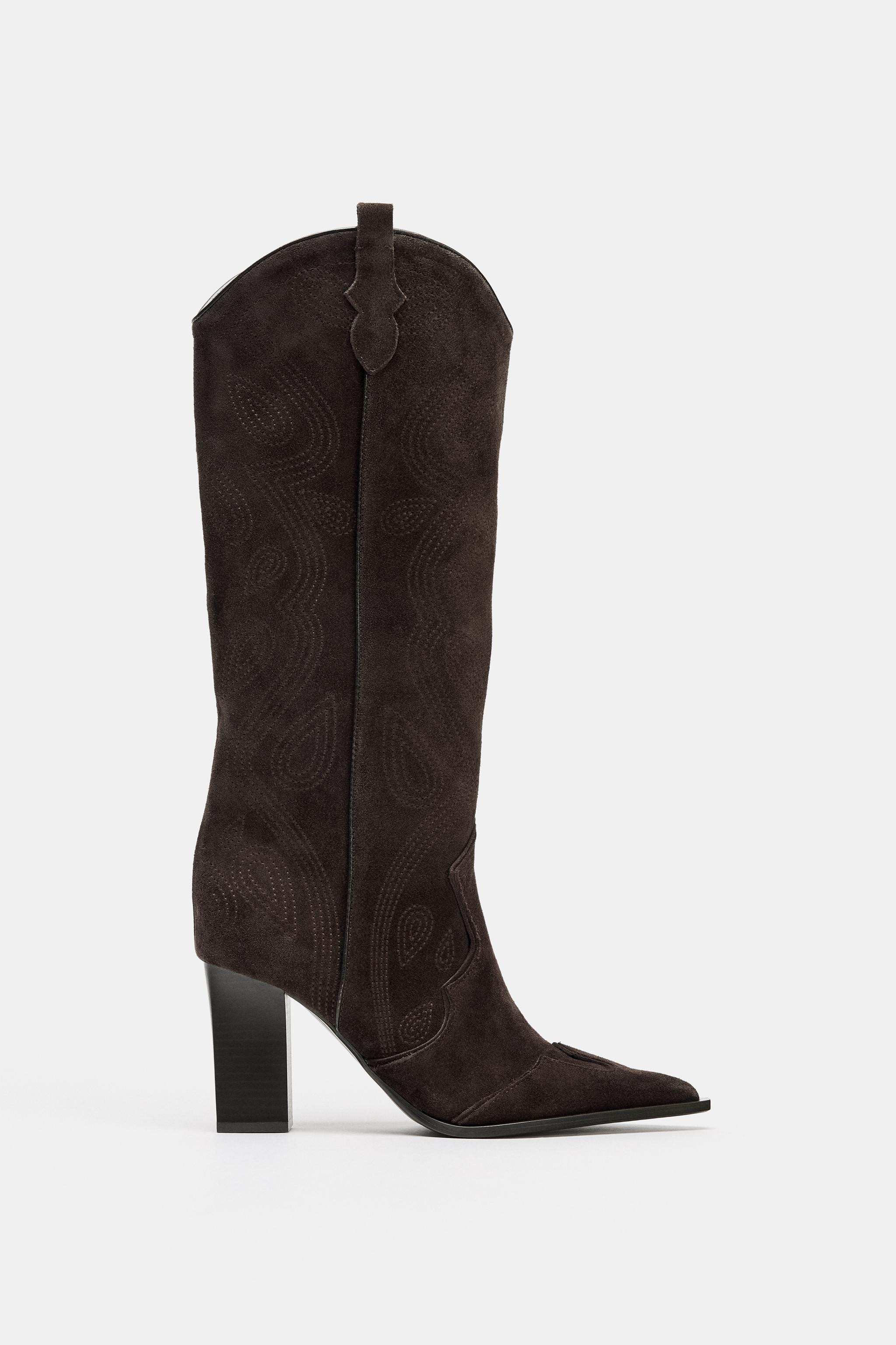 SPLIT LEATHER HEELED BOOTS | Zara US