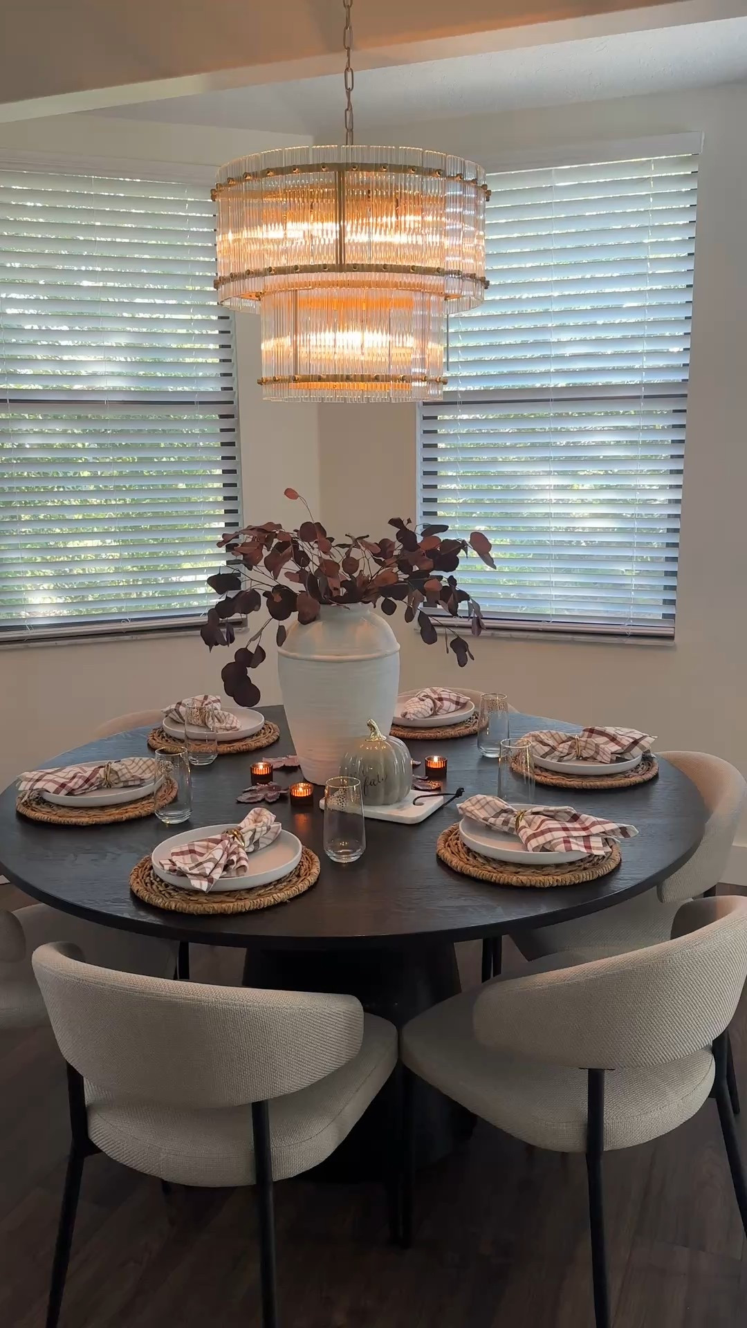 fall tablescape for round table// exact table is Rooms to Go 59" 
Linking what I can! 

#LTKFindsUnder100 #LTKHome #LTKFallSale
