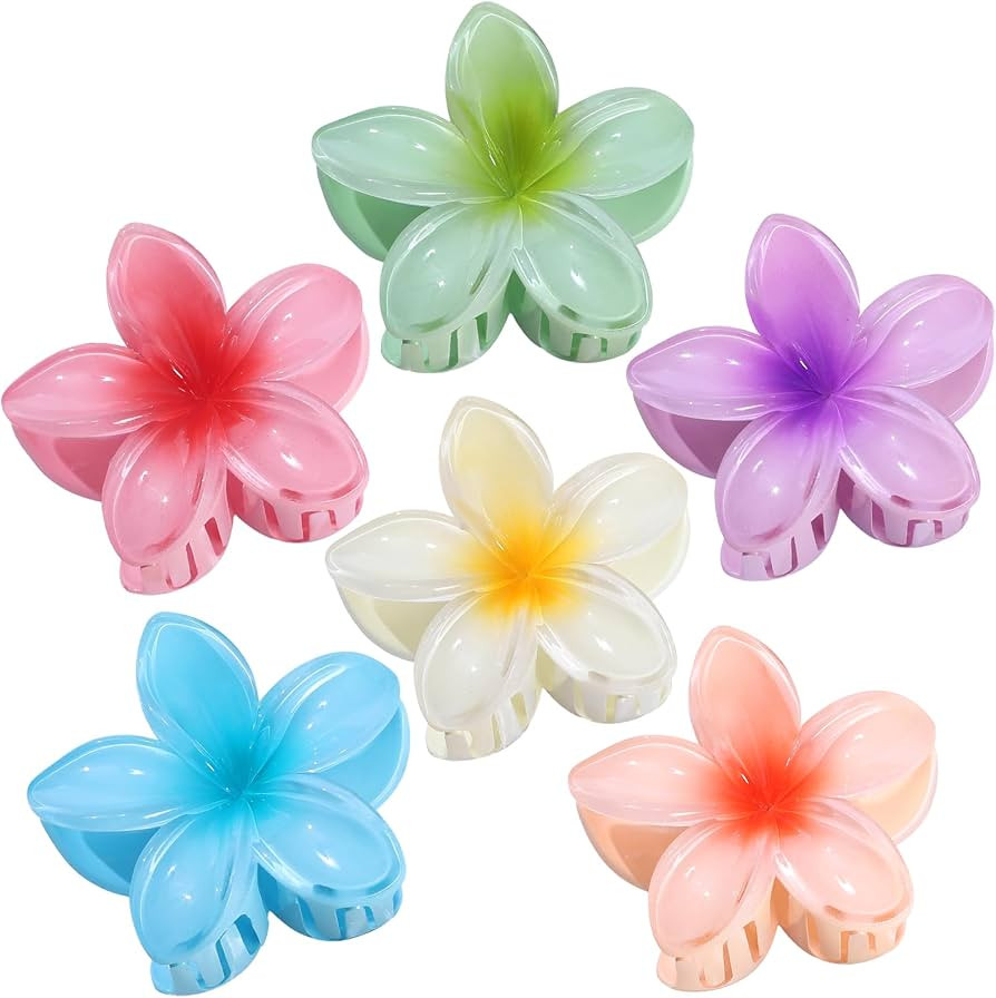 Flower Hair Clips 6 PCS Hawaiian Claw Clips for Vacation Hibiscus Hair Claw Clips Cute Large Hair... | Amazon (US)