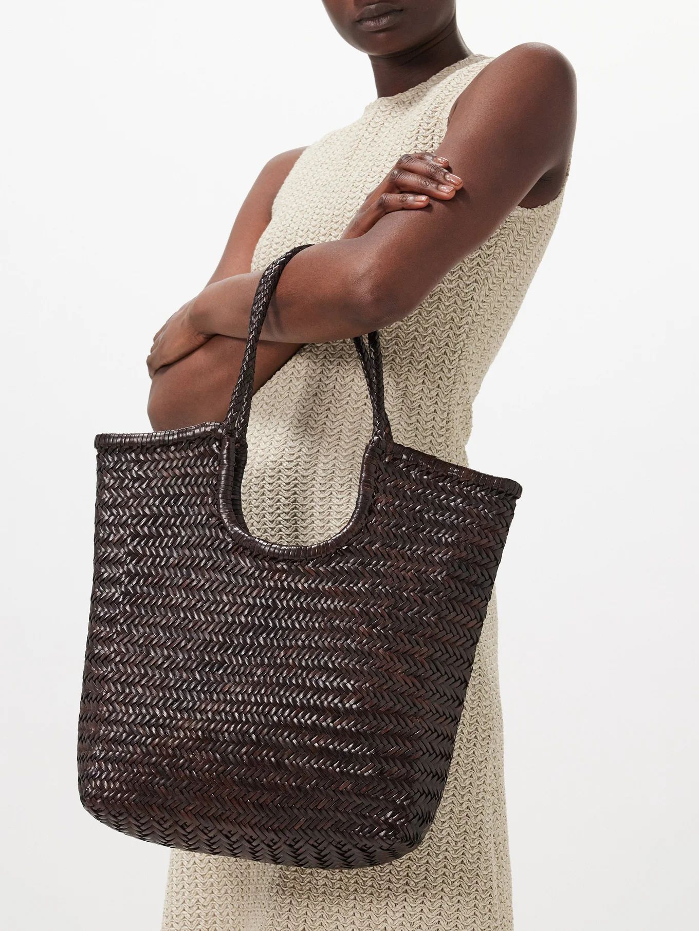 Diagonal Triple Jump woven-leather tote bag | Matches (US)