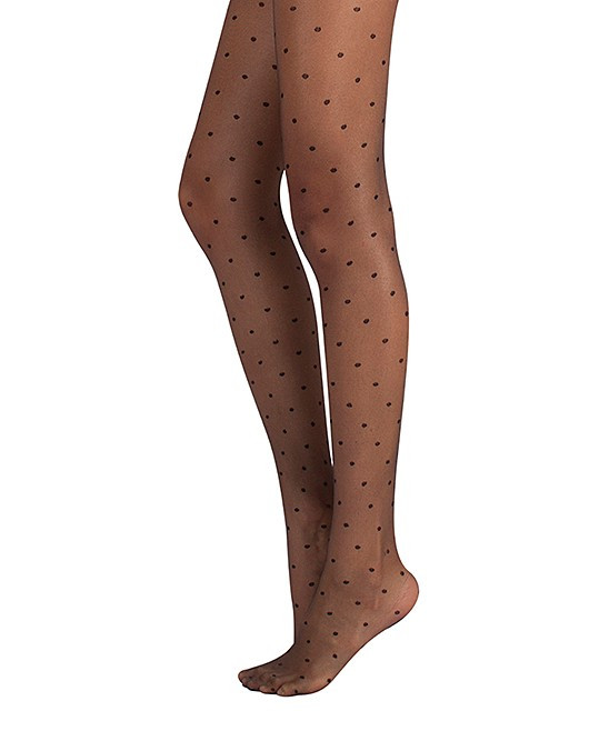 Braza Women's Tights BLACK - Black Polka Dots Tights - Women | Zulily
