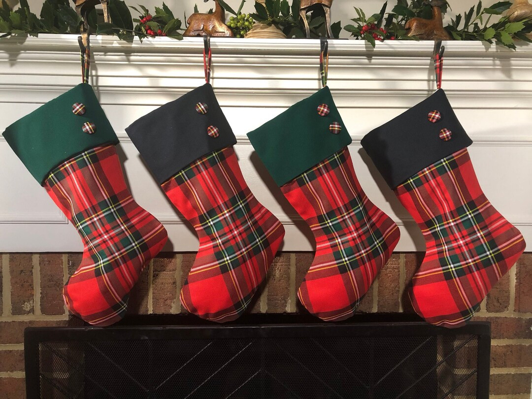 One (1) Stewart plaid Christmas tree stocking | Etsy (US)
