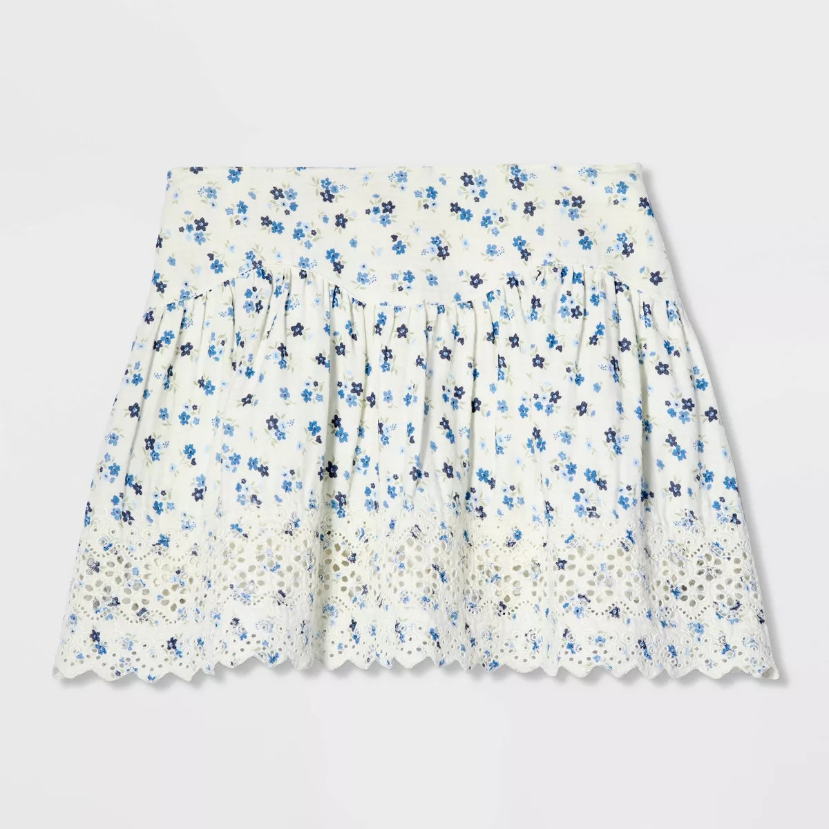 Girls' Floral Lace Trim Woven Skort - Cat & Jack\u2122 Blue Floral M | Target
