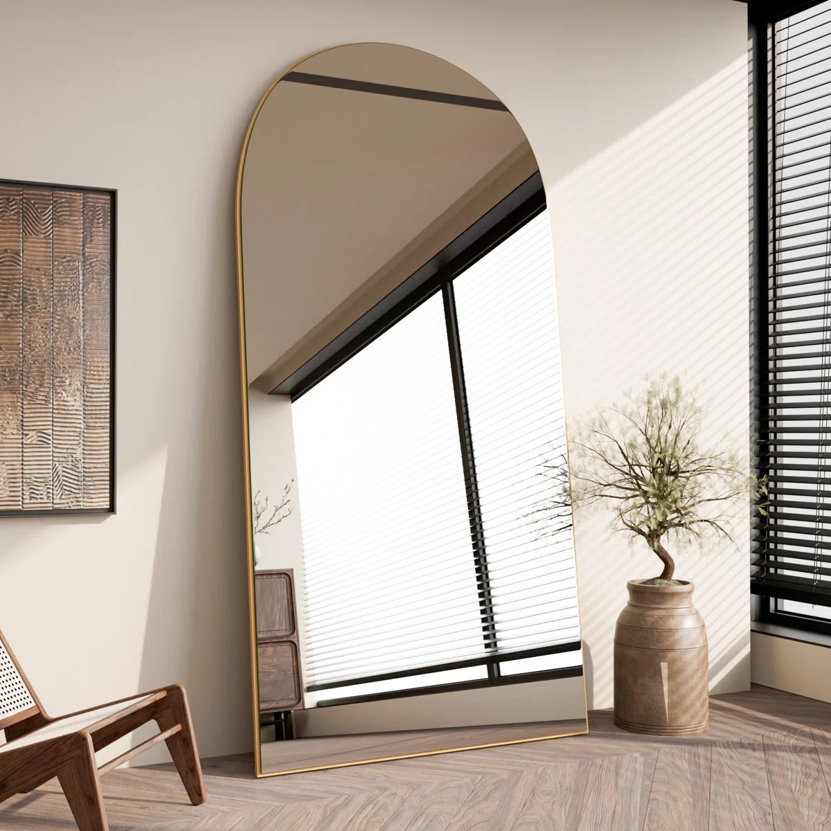 Oversized Arched Full Length Mirror Frameless Floating Design, Wall Mirror Hanging or Leaning wit... | Wayfair North America