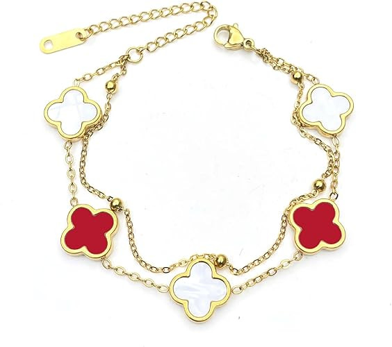 Clover Bracelet for Women,18K Gold-plated Fashion Four Leaf Clover Bracelet Jewelry Gifts for Cut... | Amazon (US)