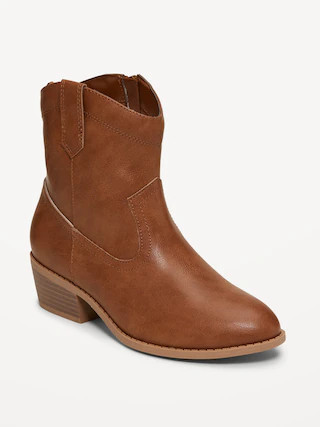 Faux-Suede Side-Zip Western Booties for Girls | Old Navy (CA)