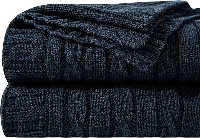 NTBAY 100% Pure Cotton Cable Knit Throw Blanket, Super Soft Warm 51x67 Knitted Throw Blanket for ... | Amazon (US)