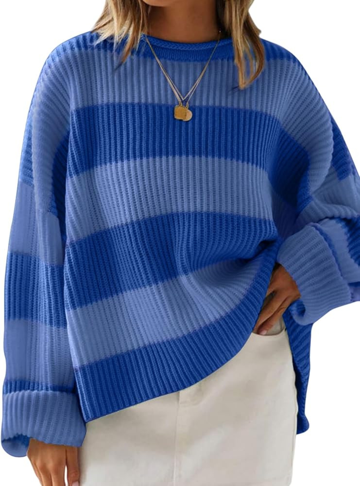 Simier Fariry Women Fall Oversized Pullover Sweater Drop Shoulder Long Sleeve Comfy Knitwear Retr... | Amazon (US)