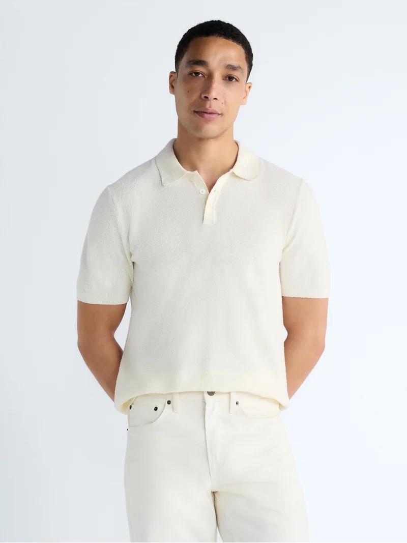 Free Assembly Men's Boucle Polo Sweater with Short Sleeves, Sizes XS-3XL | Walmart (US)