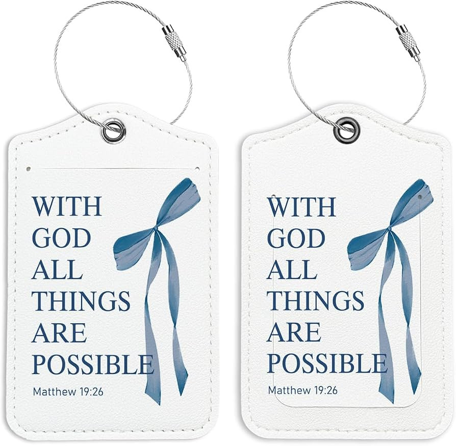 Coquette Navy Blue Bow Luggage Tags for Suitcases, Cute Luggage Tags for Women, Bible Verses Bow ... | Amazon (US)