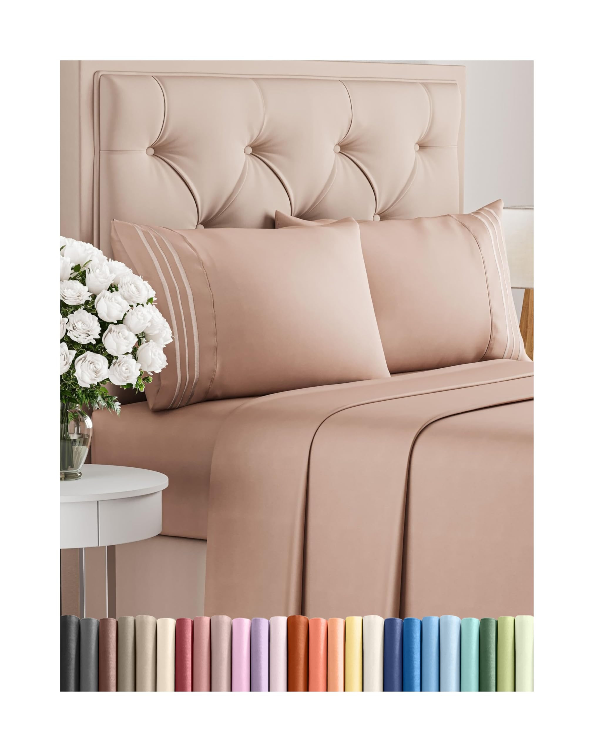 Queen Size 4 Piece Sheet Set - Comfy Breathable & Cooling Bed Sheets Set - Hotel Luxury Bedding f... | Amazon (US)