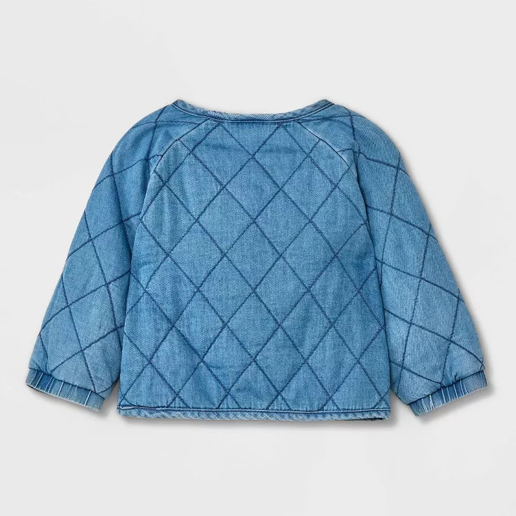 Baby Girls' Diamond Quilted Denim Jacket - Cat & Jack™ Light Blue | Target