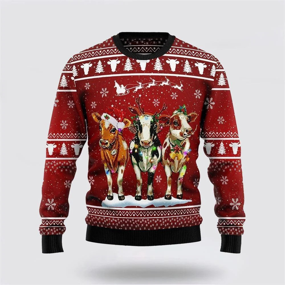 Cow Christmas Ugly Christmas Sweater for Unisex, Funny Farm Animal Holiday Pullover, Cute Cow Lov... | Walmart (US)