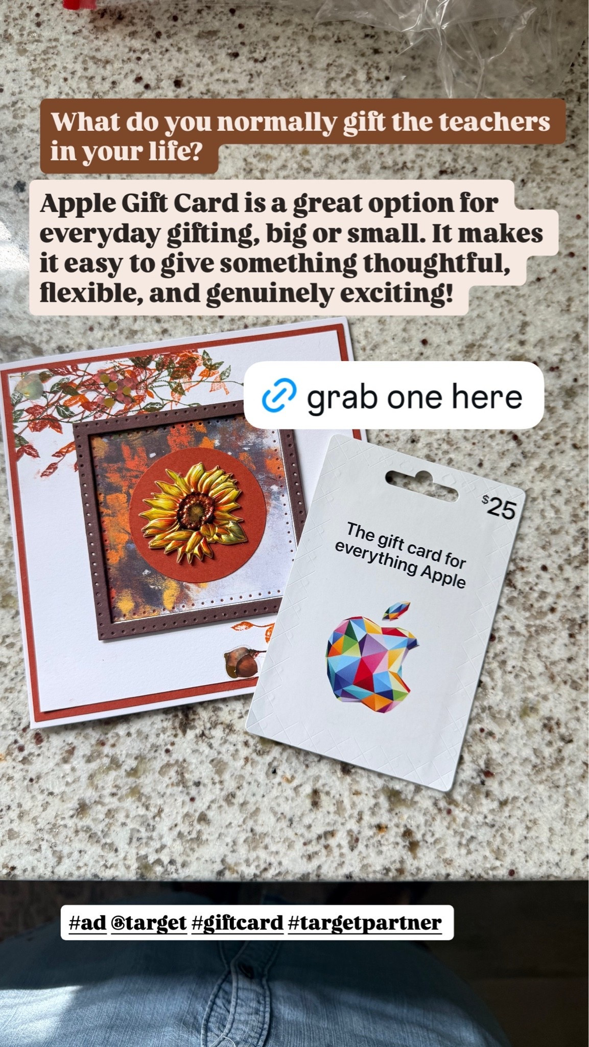 #ad At 41, I've given every teacher gift there is: candles, mugs, the works. This year I
switched it up with an Apple Gift Card, because the best "thank you" lets her pick
exactly what she wants, even an Apple Music subscription so she can build her own
playlists (great timing too, with VMAs just around the corner and new artists to
discover).
Available at Target in store from $15 to $200, or up to $500 on target.com.
#TargetPartner #MomLife #GiftIdeas #SimpleJoys #GiftCard #VMAs #NowPlaying