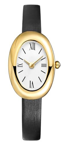 MASTOP Bracelet Watch for Women - Elegant 24mm Oval Dial Bangle Watch - Gold Jewelry Style Quartz Wristwatch - Gift for Her (Black B) | Amazon (US)