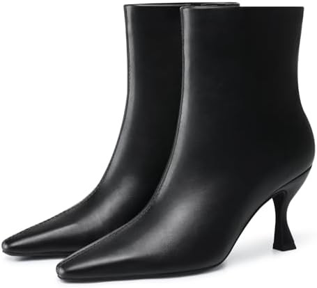 Womens Kitten Heel Booties: 3.5 In High Heel, Pointed Toe Sexy Ankle Boots, Fall Trendy Side Zipp... | Amazon (US)