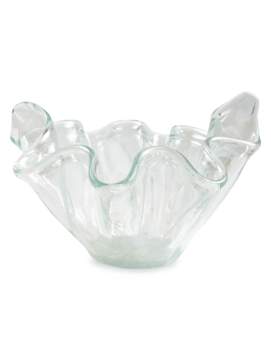 Onda Glass Clear with White Lines Large Bowl | Saks Fifth Avenue