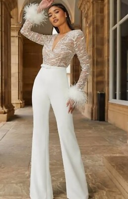 Nadine Merabi Alexa Jumpsuit White XS NWT | eBay US