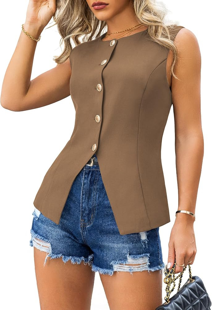 ASUOAgio Women's Sleeveless Business Casual Blazer Vest S-XL | Amazon (US)