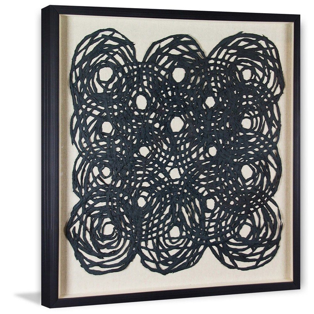 Handmade Black Circles Paper Art Framed painting Print - 24 x 24 - Multi-color (As Is Item) (24x24) | Bed Bath & Beyond