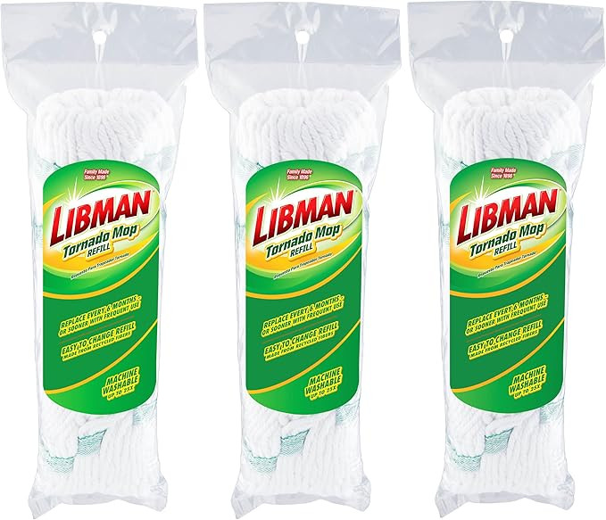 Libman Tornado Mop Refill, Direct Replacement Head for Libman Self Wringing Twist Mop, Cotton, Ma... | Amazon (US)
