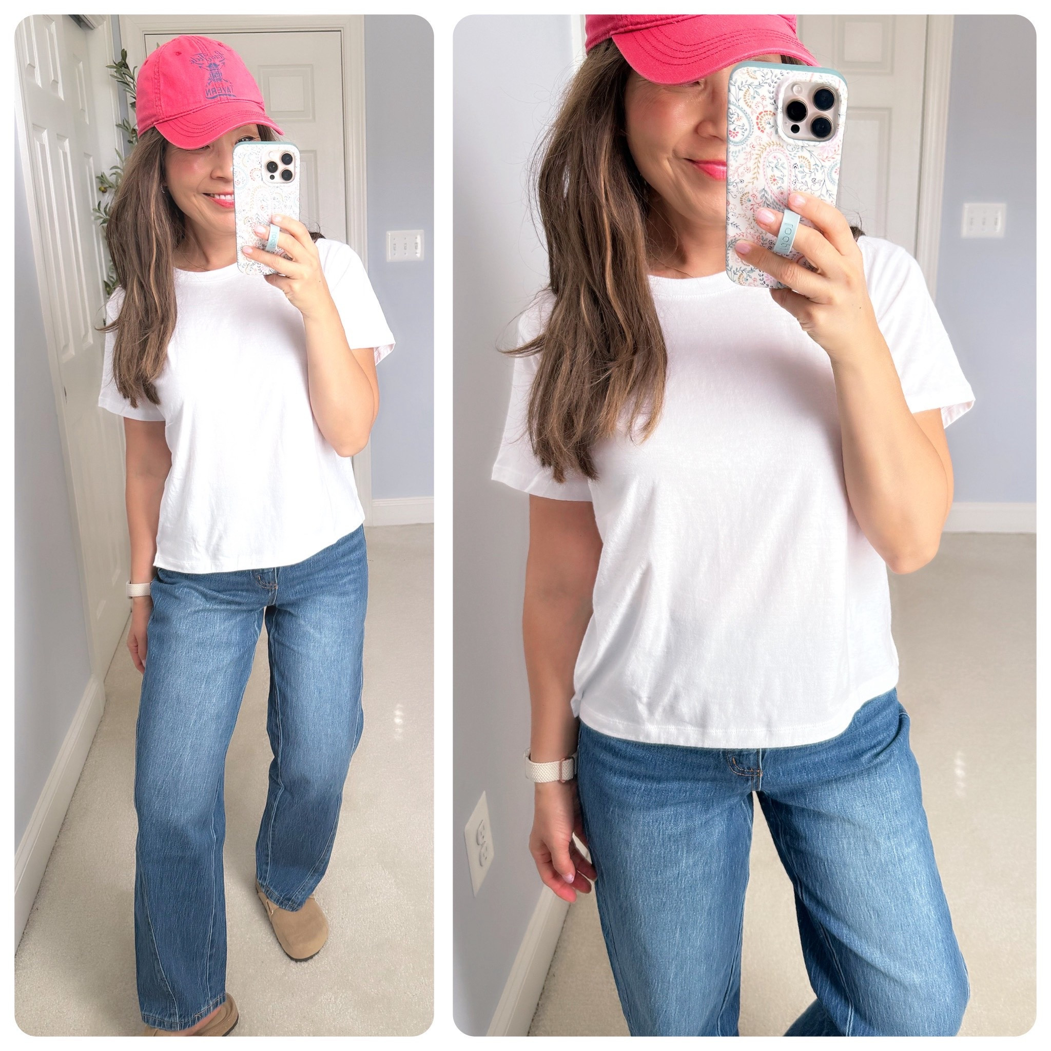 Best $8 tee and these barrel jeans are so good!