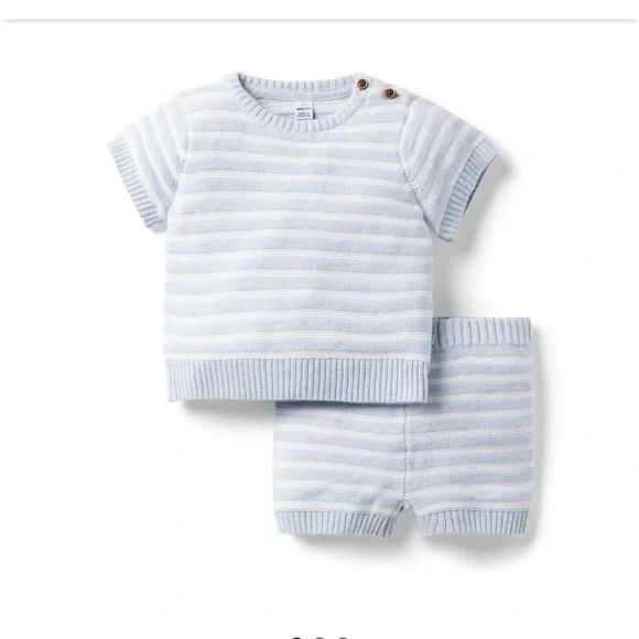 Janie and Jack striped sweater shorts set baby 3-6m blue white stripe cotton nwt | Poshmark