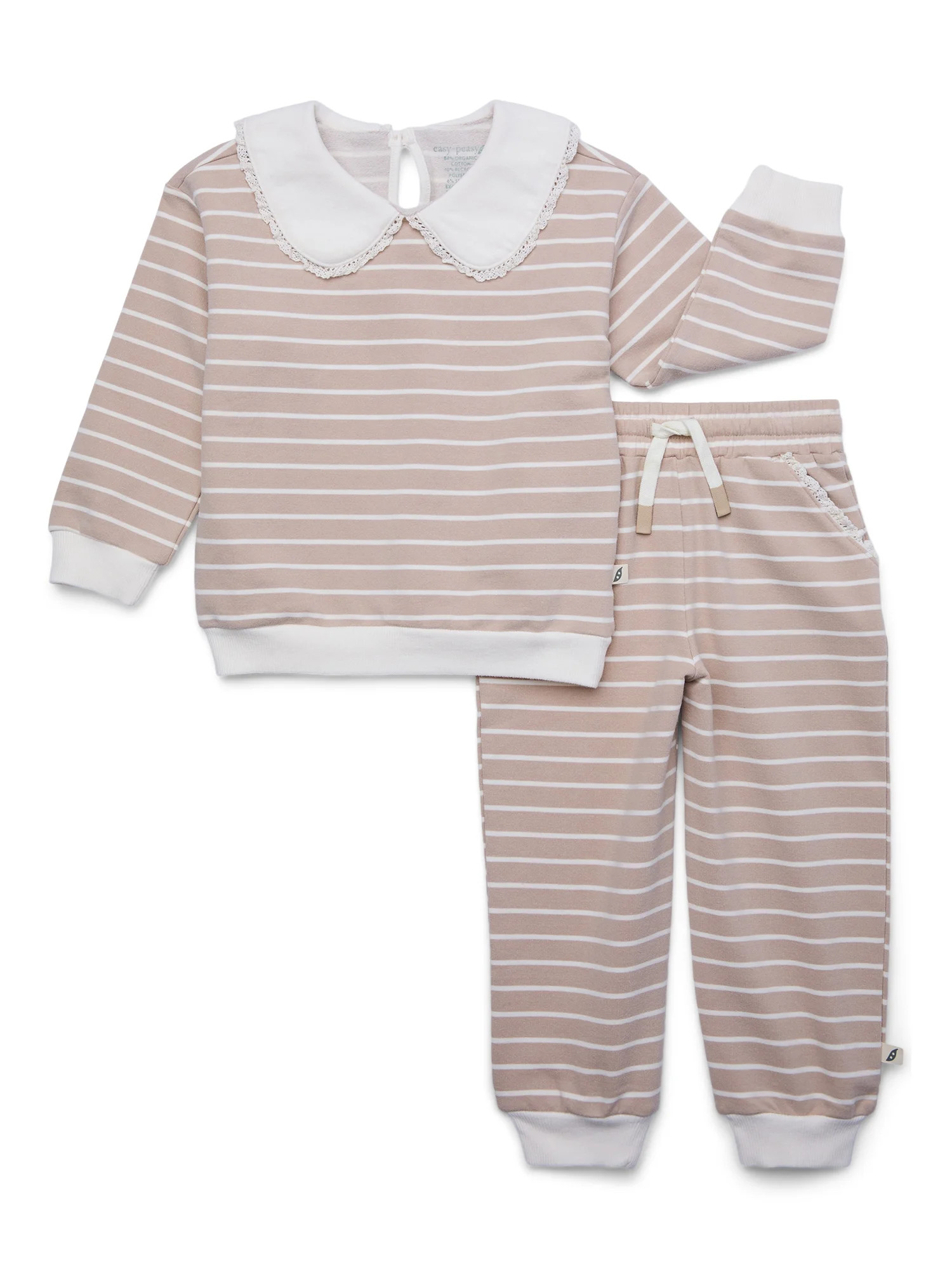 easy-peasy Toddler Girl Terry Sweatshirt and Joggers Outfit Set, 2-Piece, Sizes 18M-5T | Walmart (US)