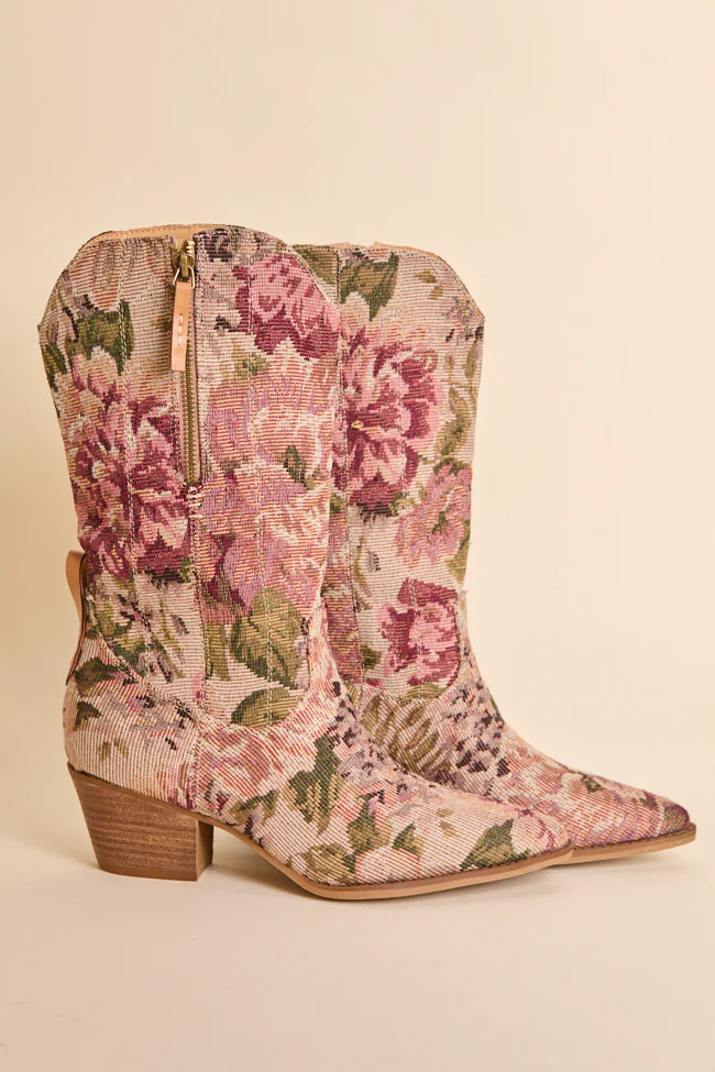 Brilee Floral Tapestry Cowboy Boots SALE | Pink Lily